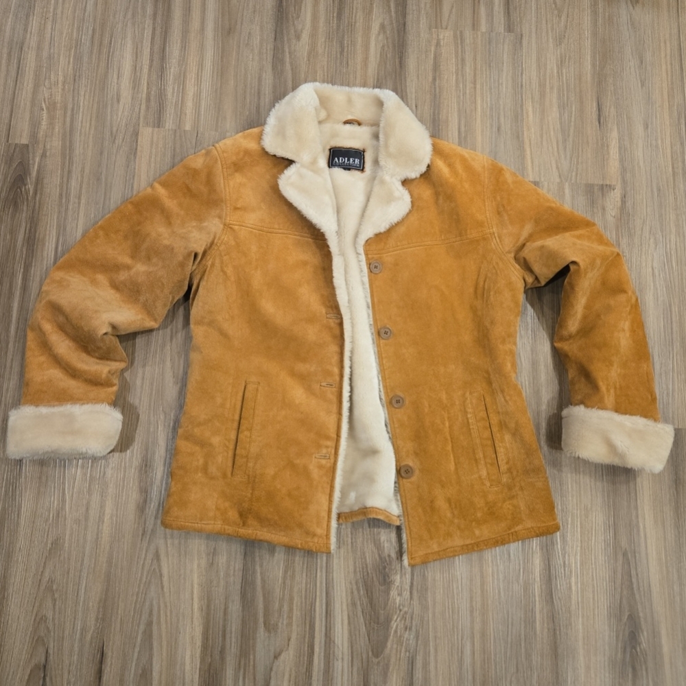 Adler Collection Leather Western Fur Lined Trim Jacket
